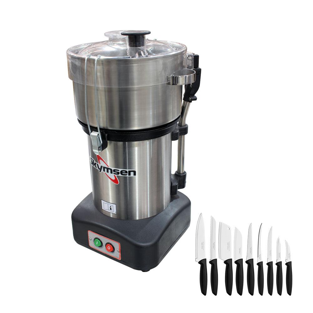 Multiprocessador de Alimentos 4 Litros Cutter Profissional Inox CR-4 220V Skymsen + Jogo de Facas 9 Peças