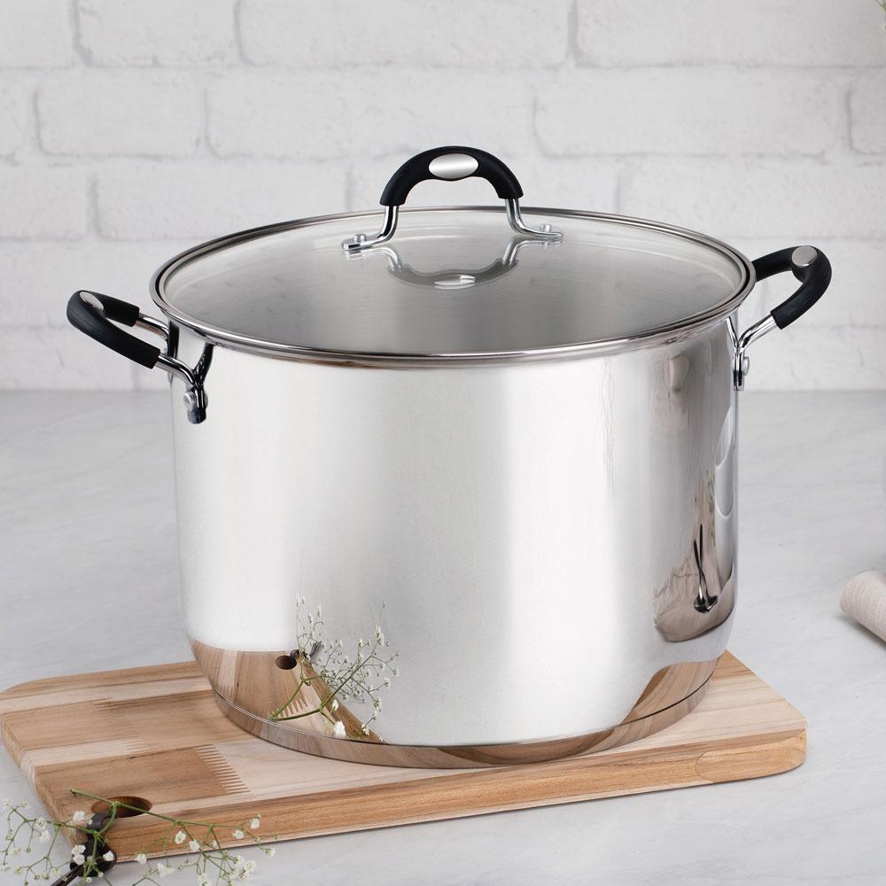 Caldeirão Astro Silicone em Aço Inox Fundo Triplo Tampa de Vidro 30 cm 15,2 l - Tramontina 62125300