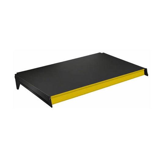 Bandeja Prateleira 40x73 Para Gôndolas New Plus Preta Com Porta Etiquetas Amarelo - SA Gôndolas