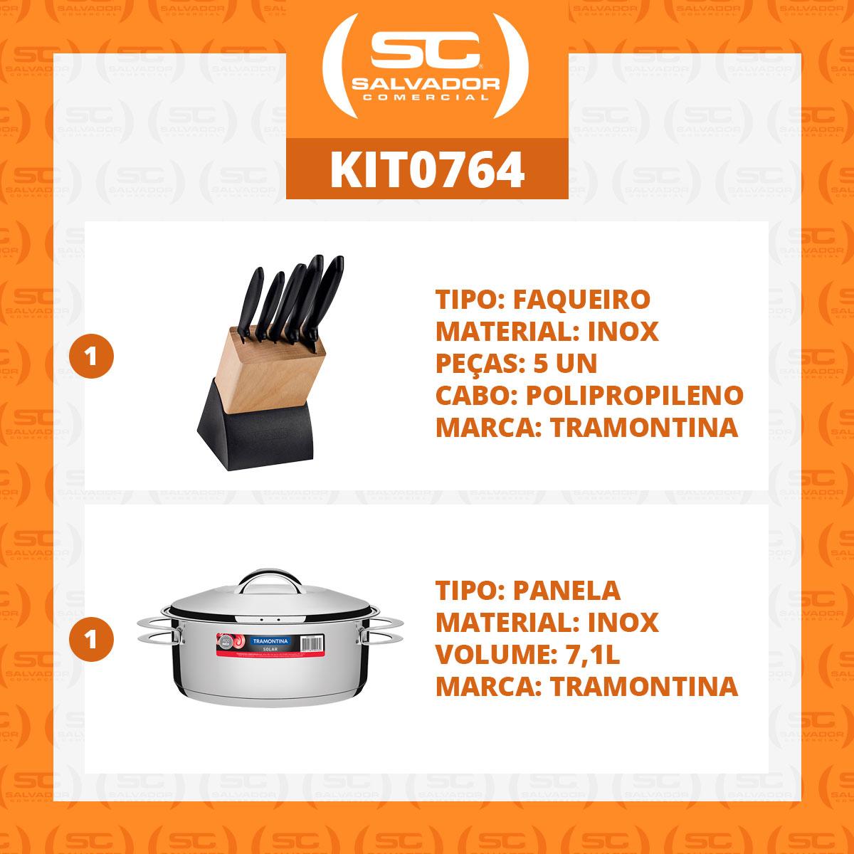 Kit Panela Aço Inox Solar 7,1 Litros + Faqueiro Plenus 6 Peças - Tramontina