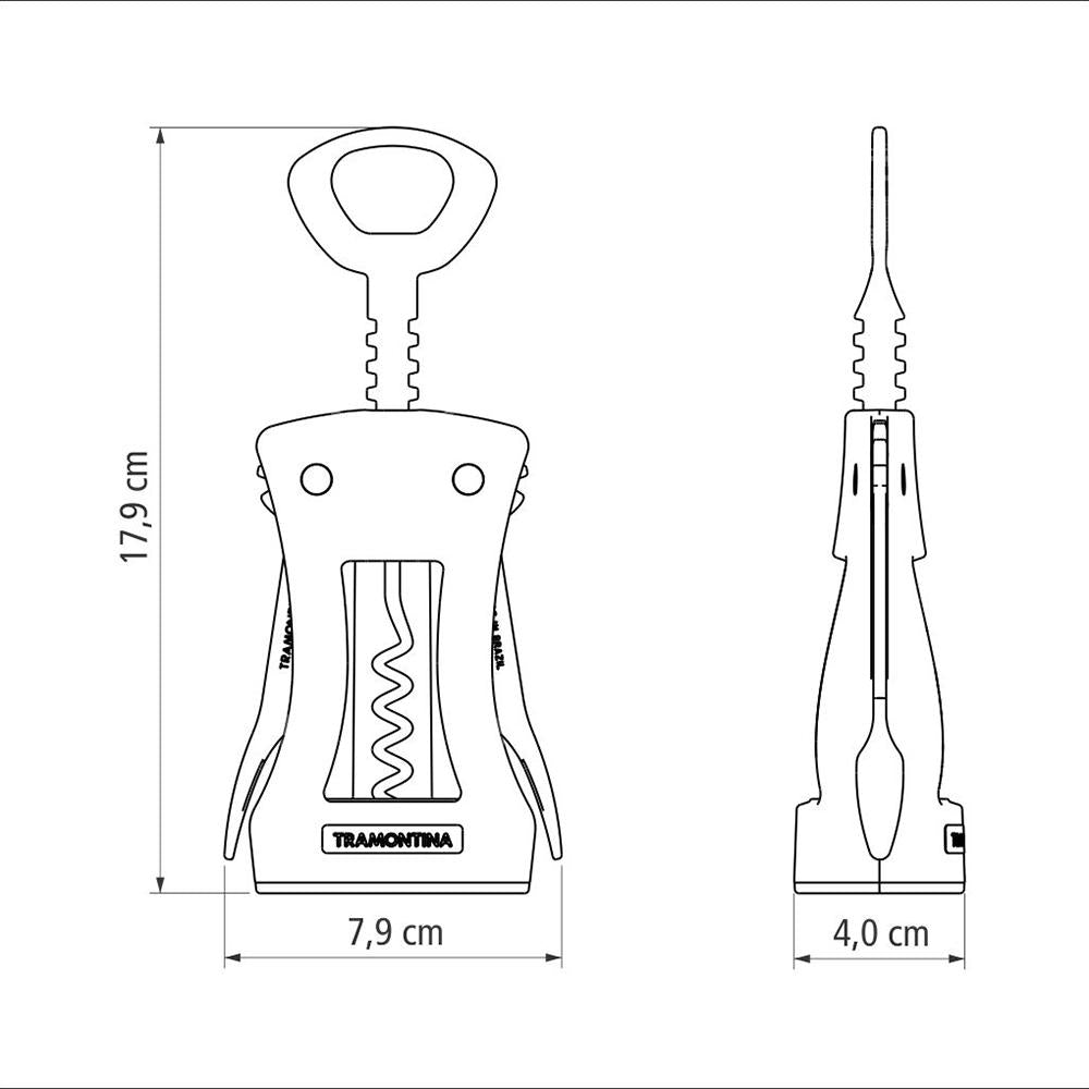 Saca Rolhas Harmoniza Design Ergonômico Corpo Abs e Abridor de Zamak Preto - Tramontina 25550100