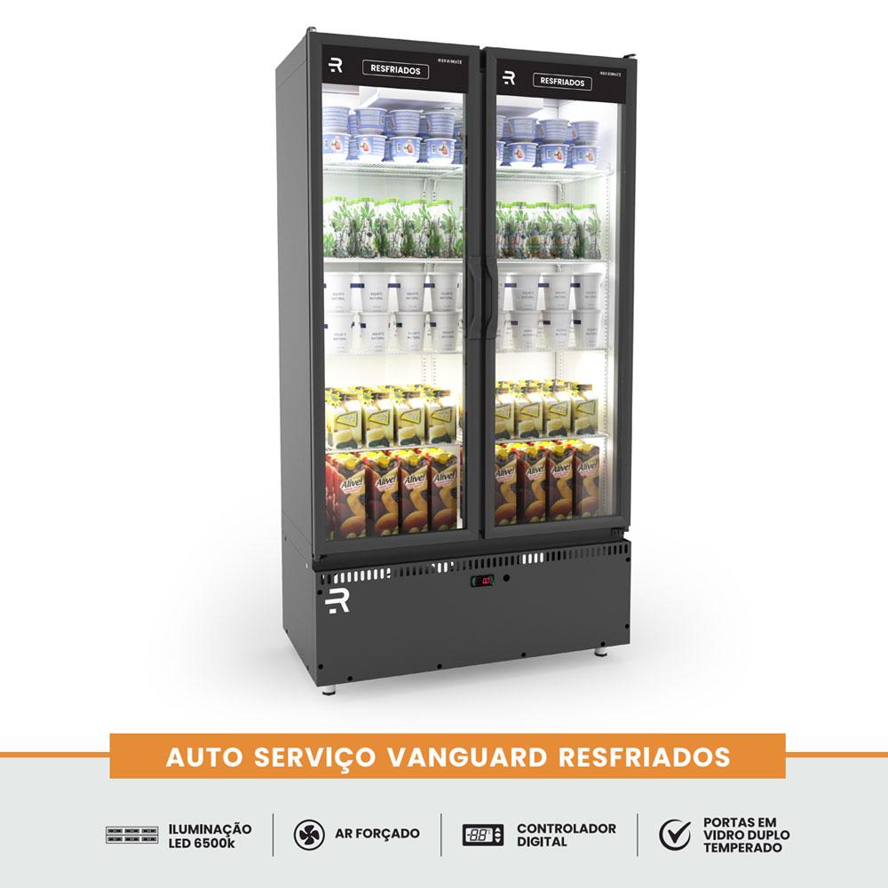 Autosserviço Expositor Vanguard Para Refrigerados 2 Portas Preto 0°C a 7ºC ASVR2PPB 220V - Refrimate