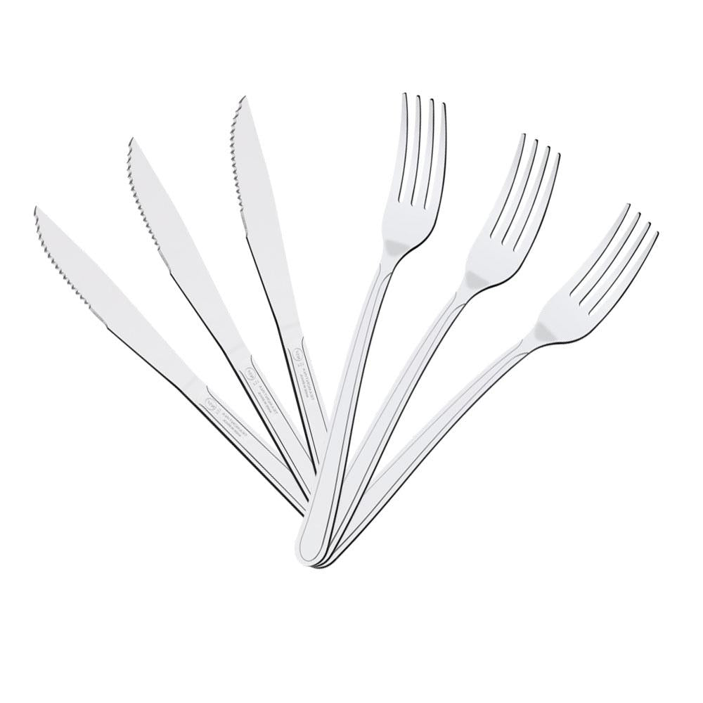 KIT - Jogo de Faca e Garfo Buzios 12 Peças em Aço Inox IBAG - Tramontina