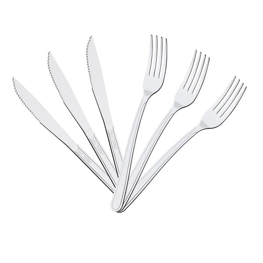 KIT - Jogo de Faca e Garfo Buzios 12 Peças em Aço Inox IBAG - Tramontina