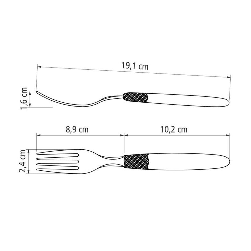 KIT - Jogo de Faca e Garfo Ipanema 72 Peças em Aço Inox Cabo Preto PTOP - Tramontina