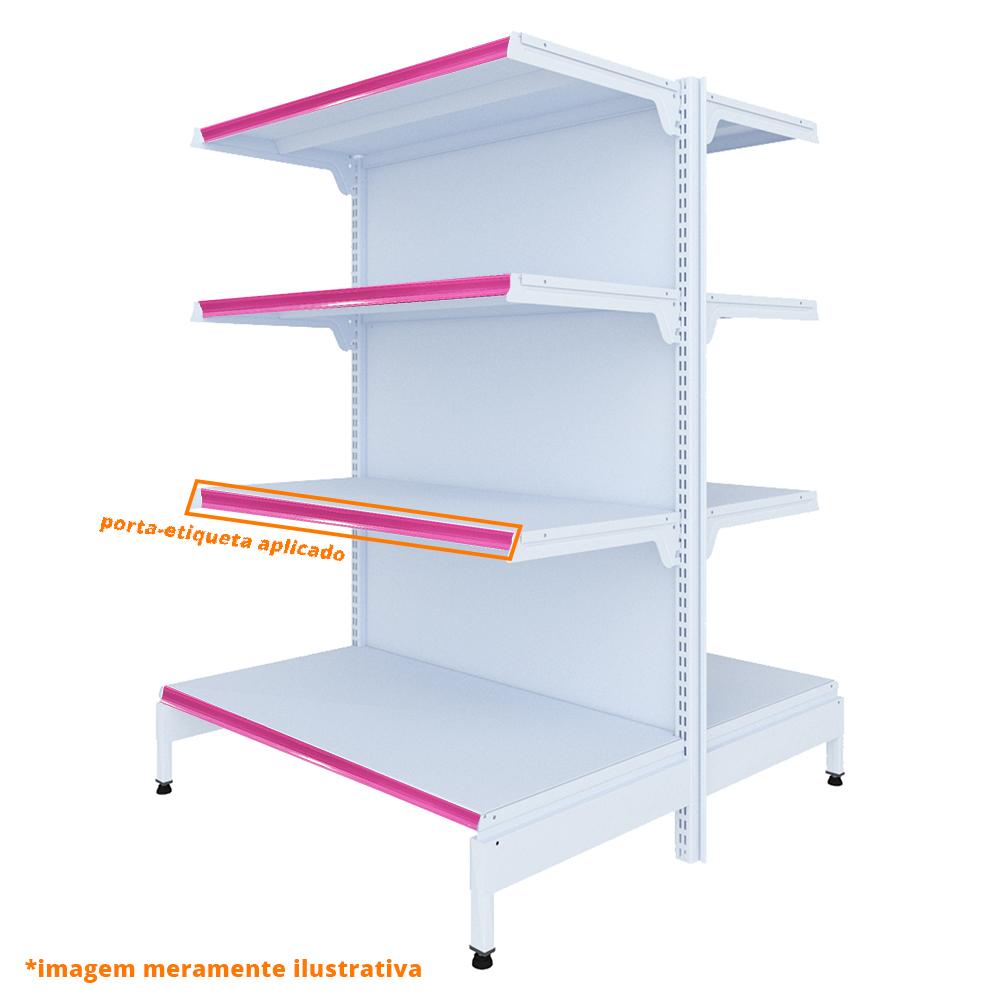 Gôndola Prateleira New Plus 1,40 Central Inicial GCI - Sa Gôndolas Porta Etiquetas Rosa