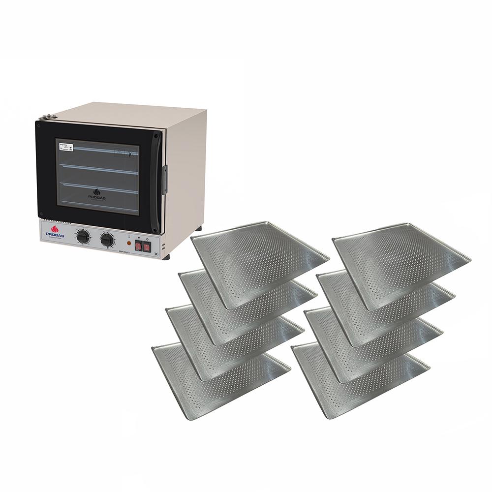 Kit Forno Turbo Elétrico PRP-004 G2 127V Preto Progás + 8 Assadeiras Cimapi
