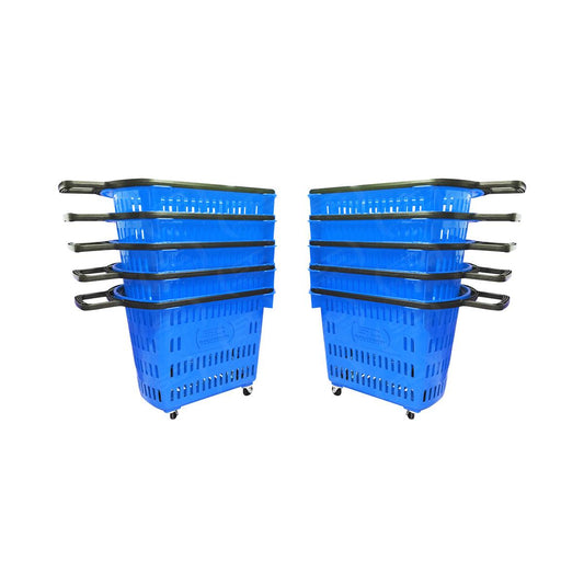 Kit - 10 Cestos Grande Com Rodízio D300 Cód. 3300 Azul - Della Plast