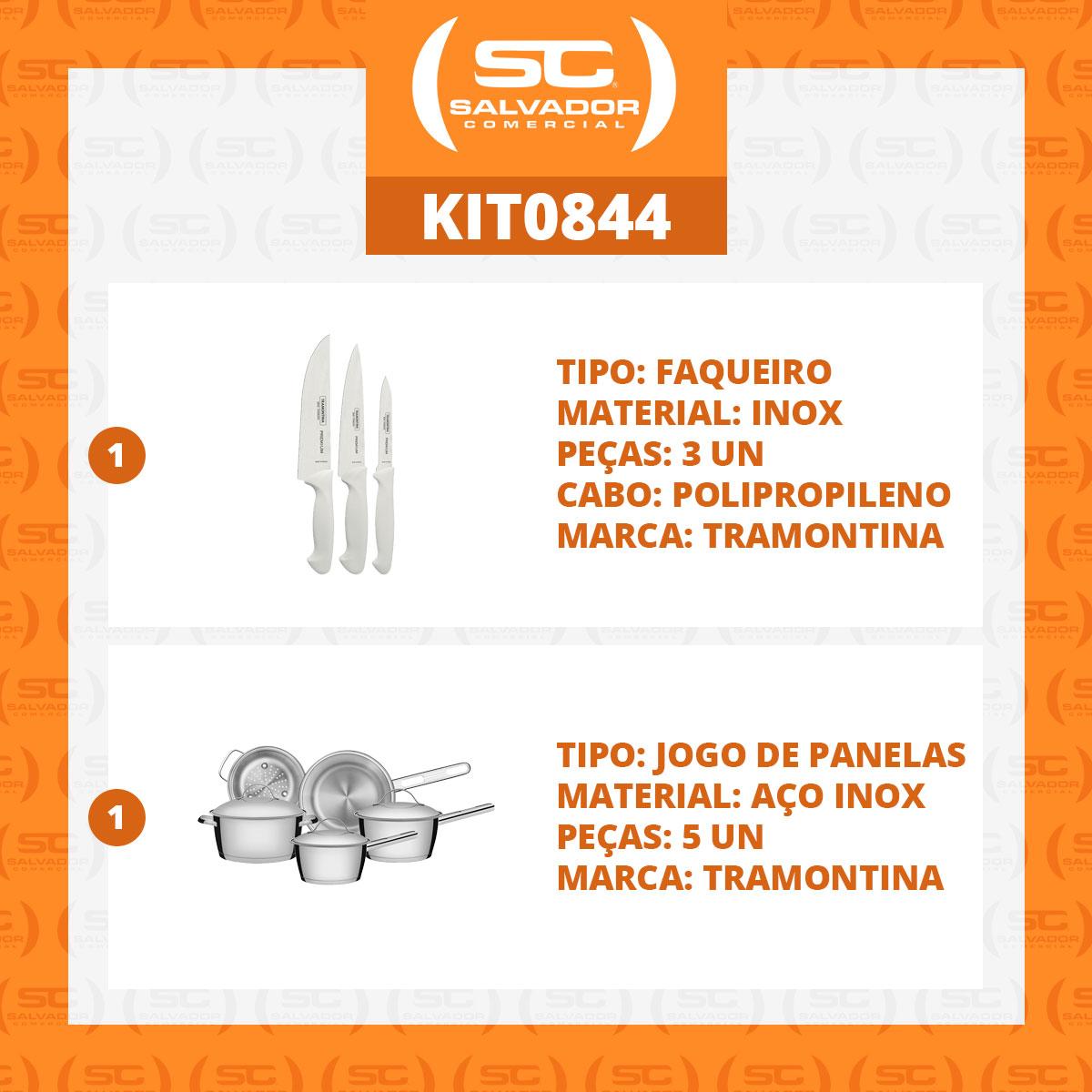 Kit - Faqueiro Premium 3 Pecas + 1 Jogo de Panelas Inox Allegra 5 Pecas - Tramontina