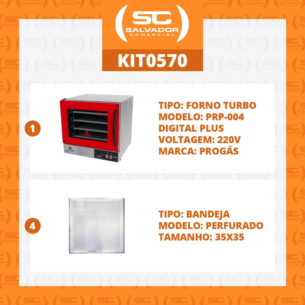 Kit Forno Turbo Elétrico PRP-004 Plus 220V Vermelho + 4 Assadeiras - Progás