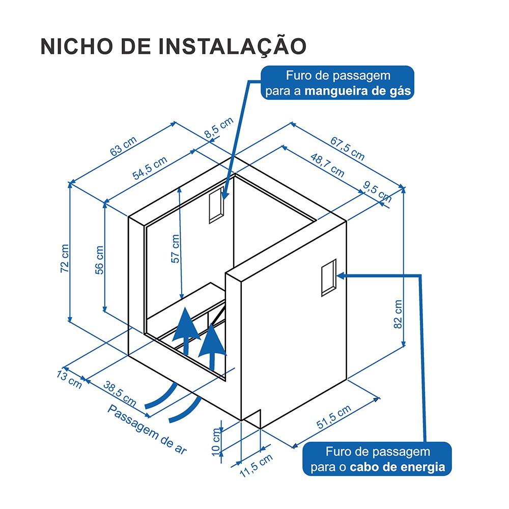Fogão de Embutir 4 Bocas Picasso Line Preto Fosco Gás Glp Com Forno PCEL450 - Venax 30258