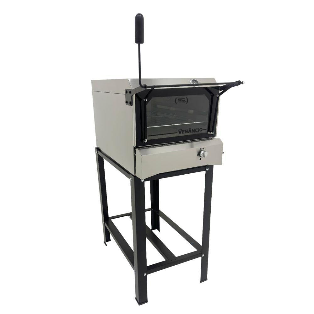 Kit Forno De Lastro a Gás Refratário Inox FIR80G Venâncio + Pá Para Pizza Tramontina