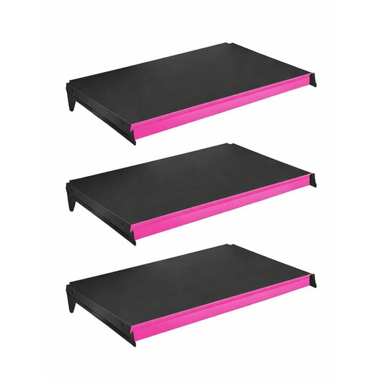 Kit 3 Bandejas Prateleiras 40x73 P/gôndola New Plus Preta Porta Etiquetas Rosa - SA Gôndolas