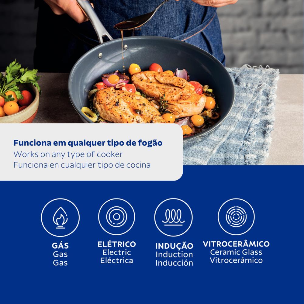 Frigideira Grano 26cm Aço Inox Triplo e Revestimento Interno Cerâmico Grafite - Tramontina 62155266