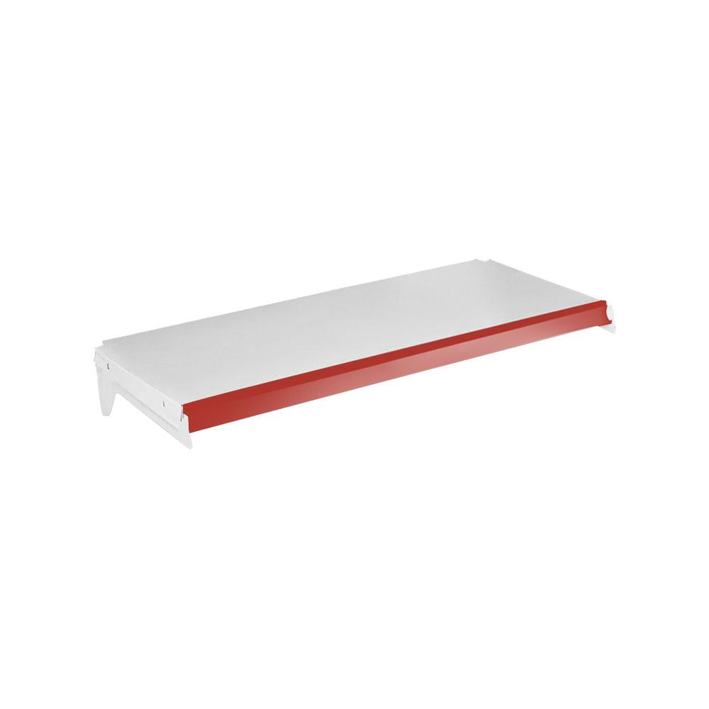 Bandeja Prateleira Ponta 30x73 Com Reforço para Gôndolas New Plus Com Porta Etiqueta Vermelho - SA Gôndolas