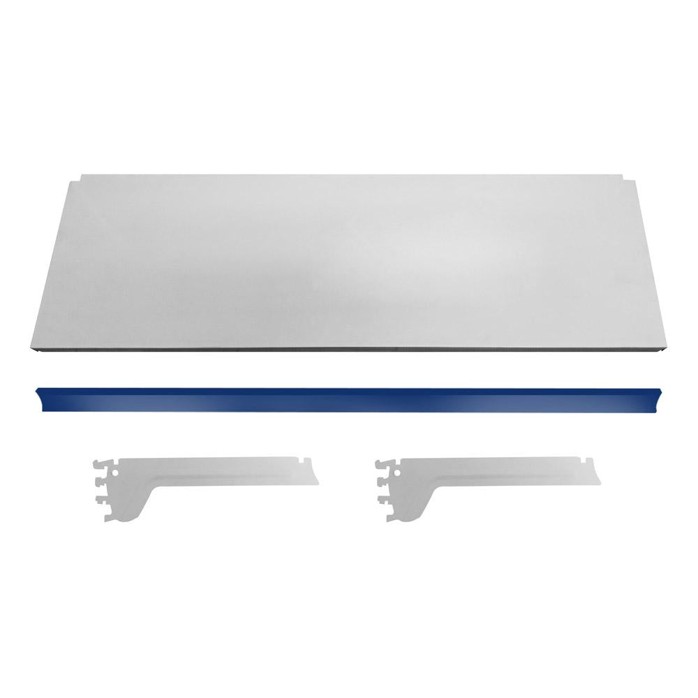 Kit - 3 Bandejas Prateleiras 30x91 para Gôndolas New Plus com Porta Etiqueta Azul - SA Gôndolas