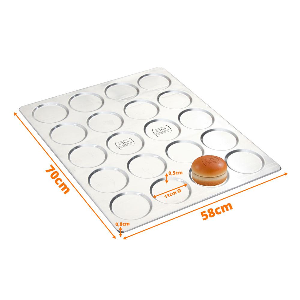 KIT - 6 Assadeiras Pão de Hamburguer 20 Cavidades Alumínio 58x70 APH20 - Imeca
