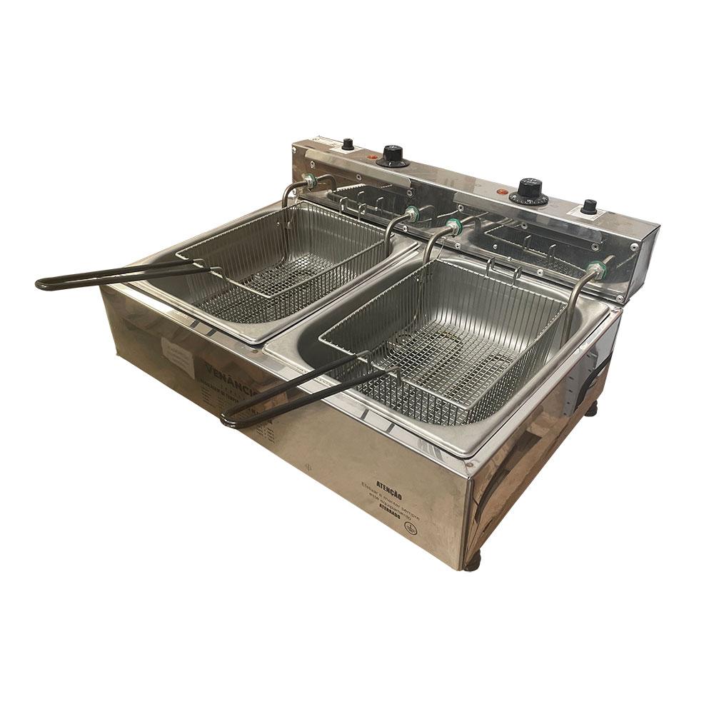 Semi - Fritador Elétrico Profissional Retangular Óleo 2 Cubas Sfe212 Venâncio 220v