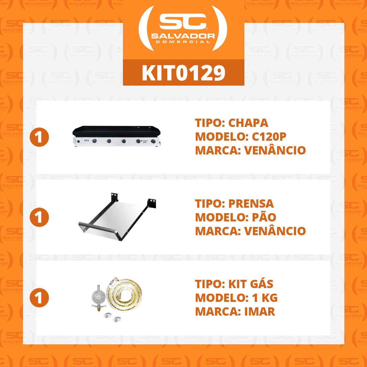 Kit - Chapa Gás Inox 120 Cm C120p Com Prensa + Kit Gás - Venâncio