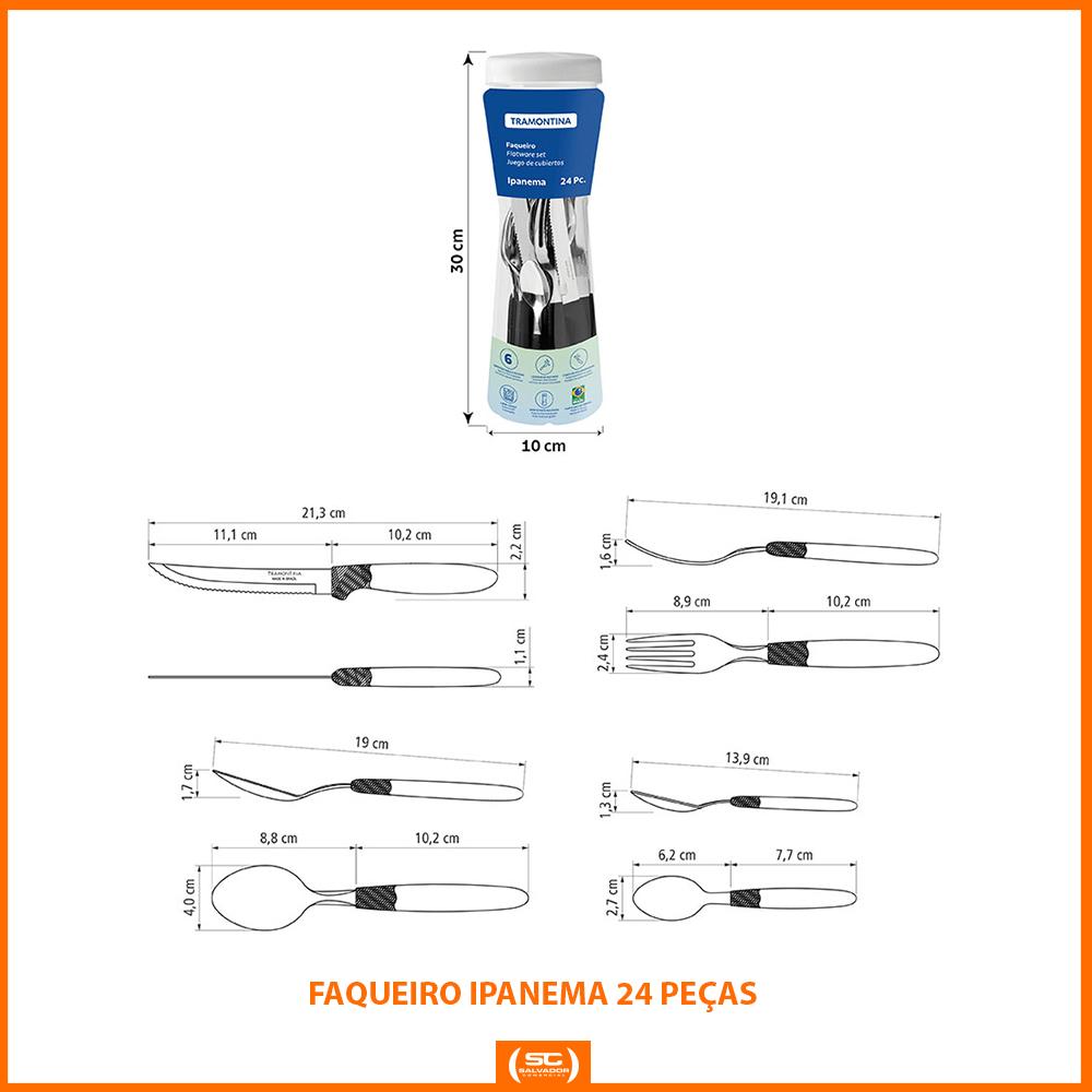 Caçarola Turim Alumínio Chumbo Antiaderente 2,8L + Faqueiro Ipanema 24pc + Wok Loreto 3,6L