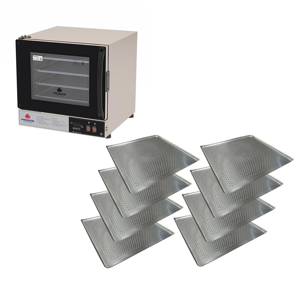 Kit Forno Turbo Elétrico PRP-004 Plus 220V Preto Progás + 8 Assadeiras Cimapi