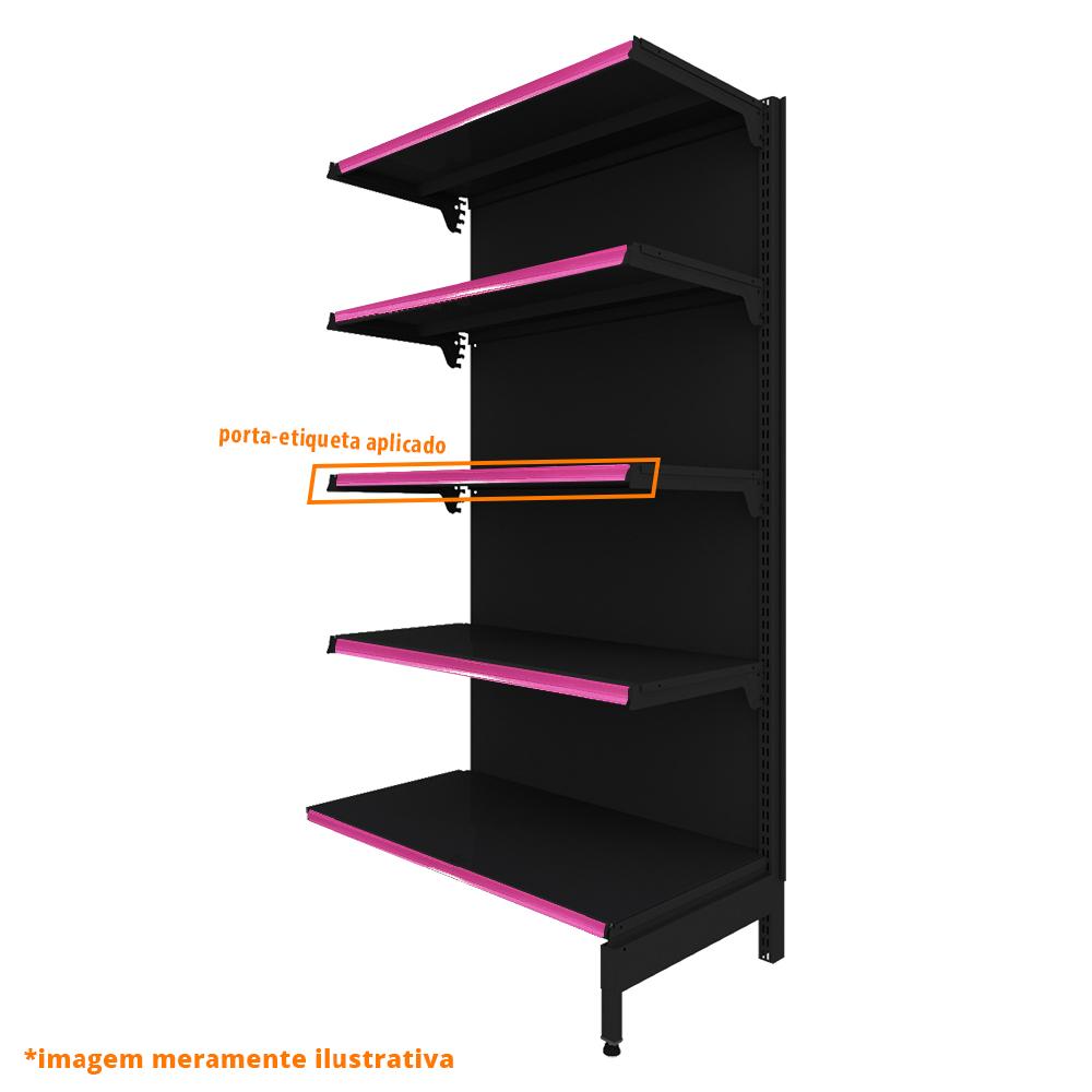 Gôndola Prateleira Preta New Plus 1,70 Parede Continuação GPC - Sa Gôndolas Porta Etiquetas Rosa