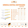 Gôndola Prateleira Preta New Plus 1,70 Central Continuação GCC - Sa Gôndolas Porta Etiquetas Vermelho