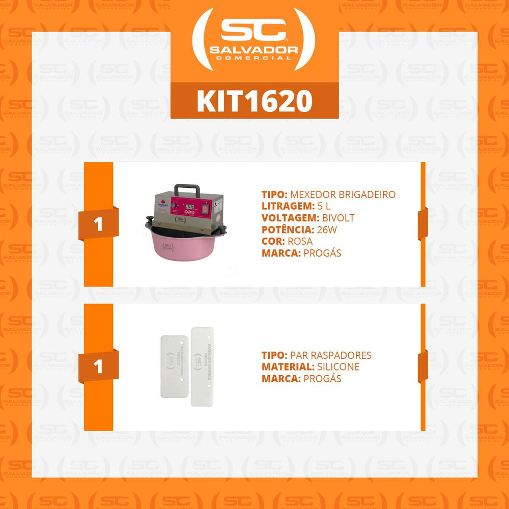 KIT - Misturador Mexedor 5 Litros PRMOG-05 Rosa Bivolt + Kit Raspadores Extra - Progás