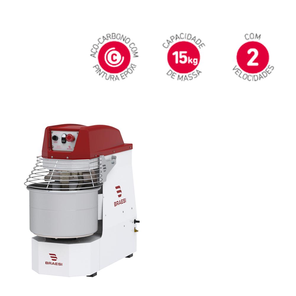 Amassadeira Espiral 15 Kg Masseira Industrial Epóxi 2 Velocidades AES-15/1 G3 220V - Braesi B18454