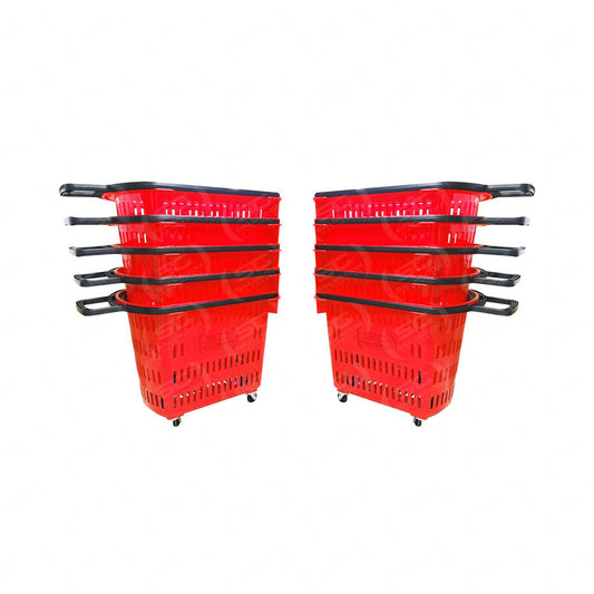 Kit - 10 Cestos Grande Com Rodízio D300 Cód. 3300 Vermelho - Della Plast