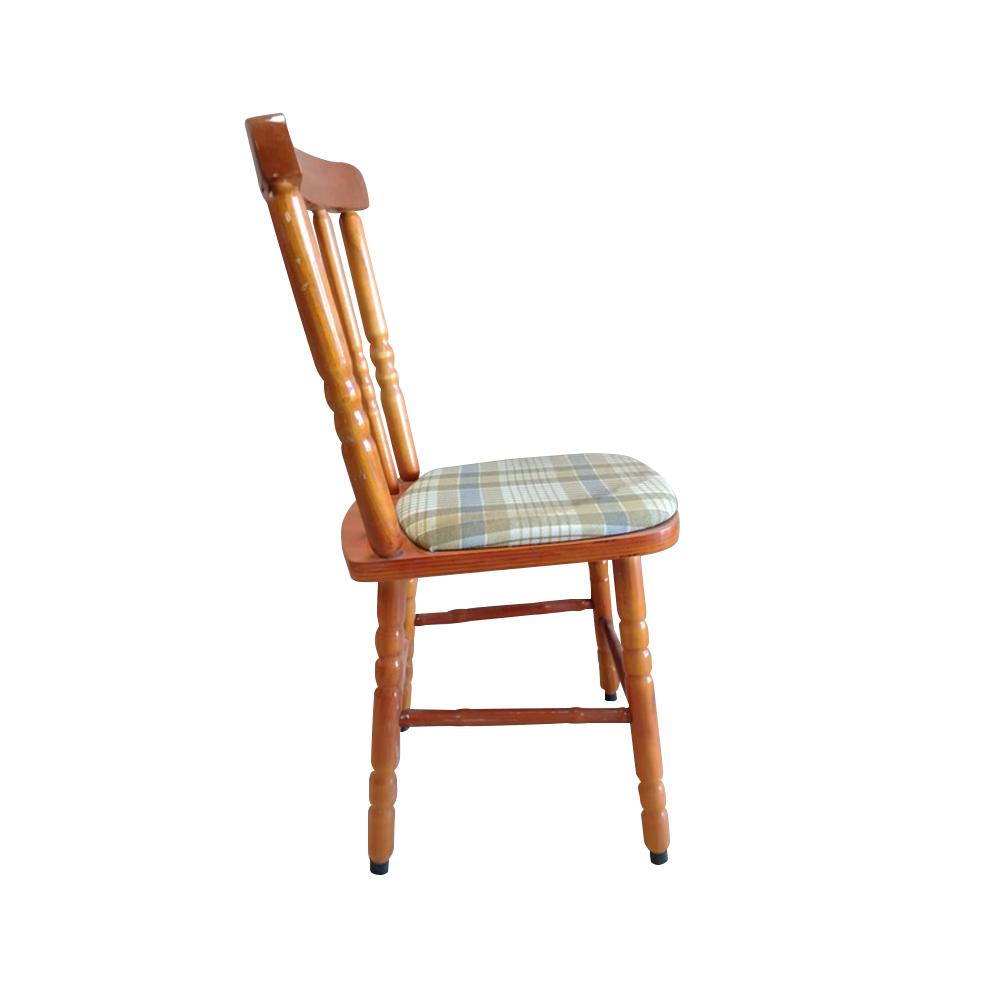 SEMINOVO - Cadeira Madeira Pés Torneados Natural Com Estofado - Disa Móveis