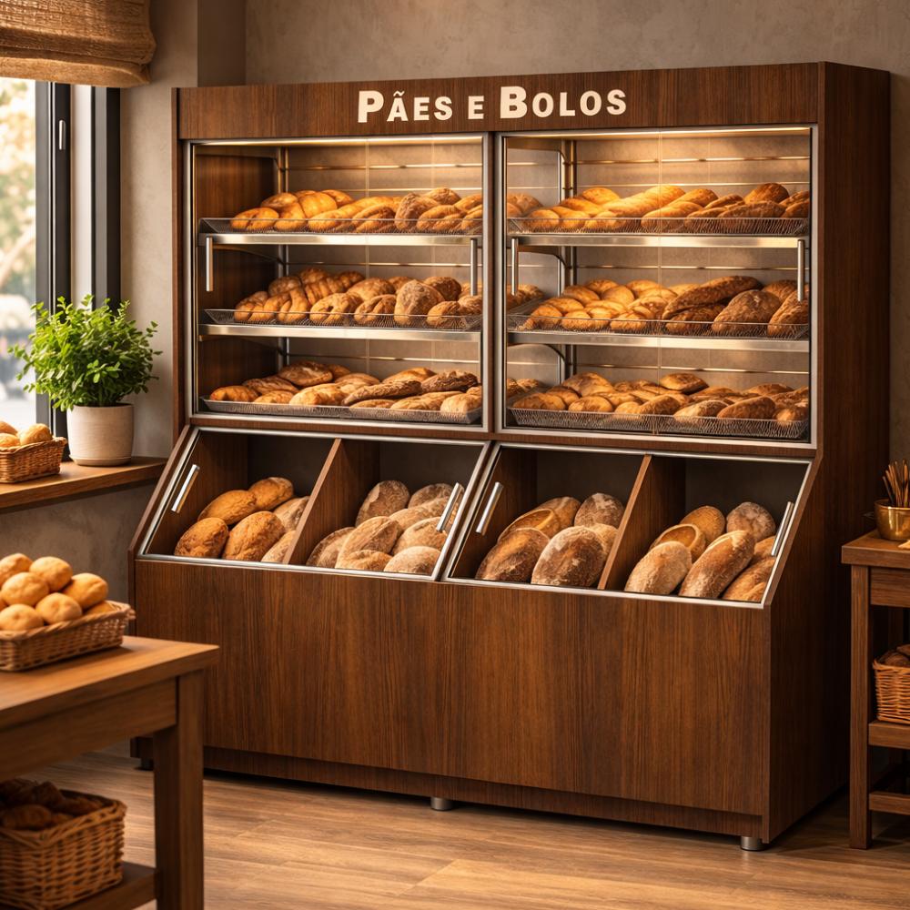 Armário Para Pães Tulha 200cm MDF Portas de Correr Espelho e Led APPT2000 220V Wengue - Refrimate