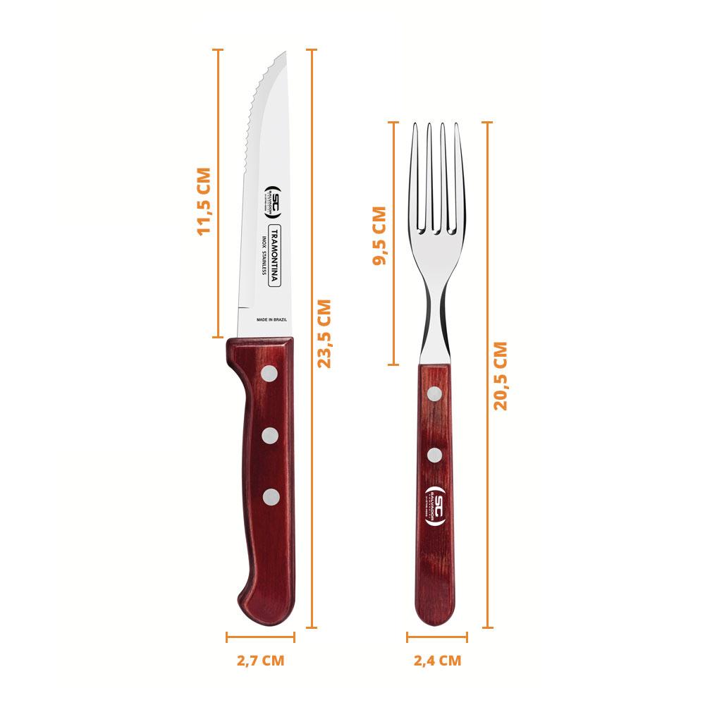 Jogo de Talheres Para Churrasco Aço Inox Com Cabo Vermelho Polywood 12 Peças - Tramontina 21198776