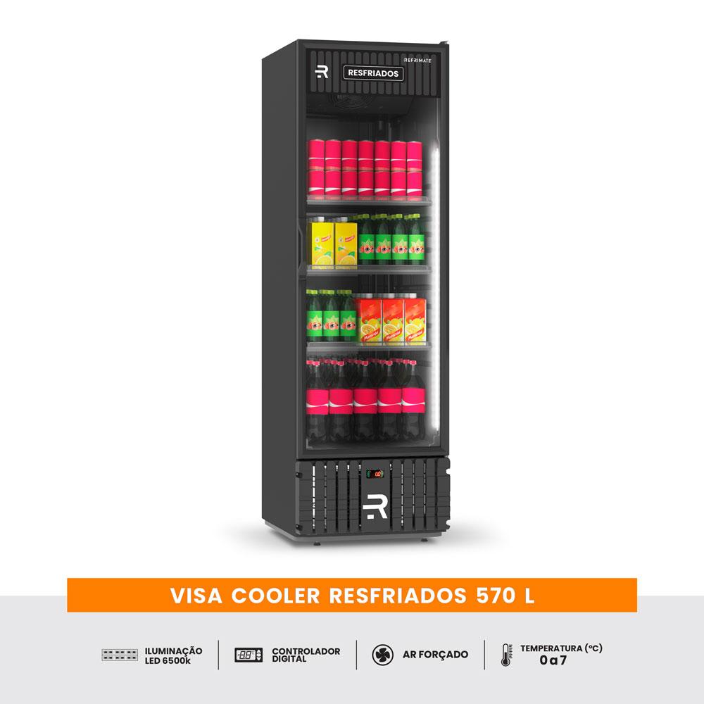 Refrigerador Visa Expositor Multiuso Preto 570L Porta De Vidro 0°C a 7ºC VCM570PVPP 220V - Refrimate