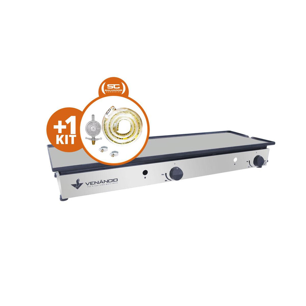 Kit - Chapa Sanduicheira a Gás Profissional  de Gaveta 98cm CG1200 + Kit Gás - Venâncio