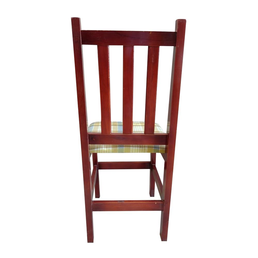 SEMINOVO - Cadeira Madeira Veneza Pés Retos Mogno Com Estofado Listrado - Disa Móveis