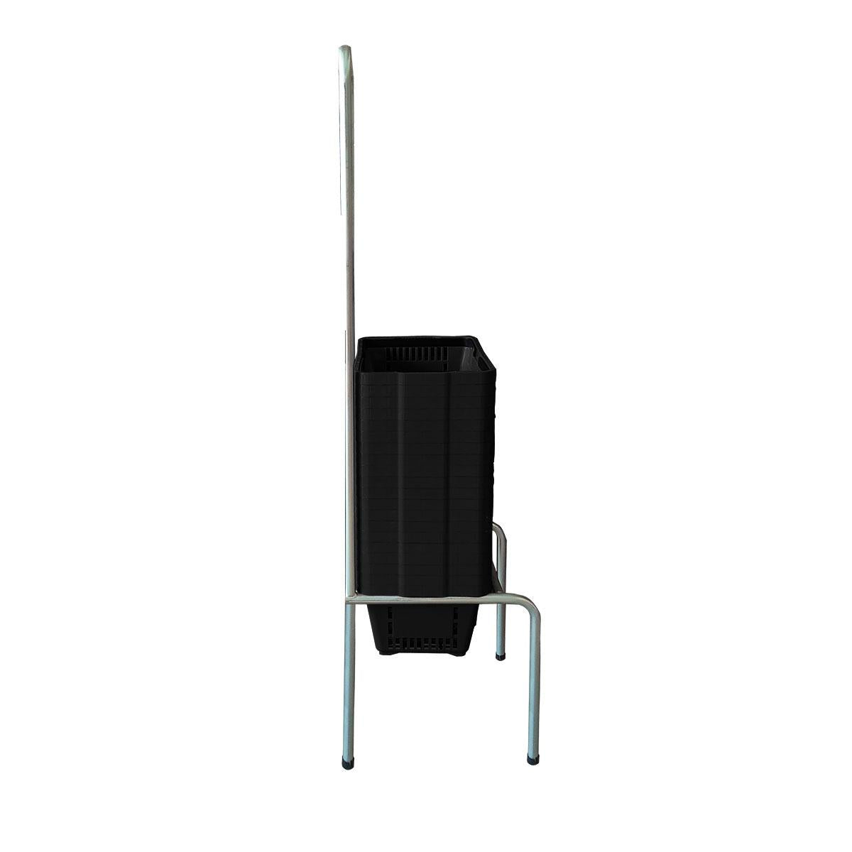 Kit - Suporte Para Cestos de Compras Simples + 20 Cestos D100 Preto