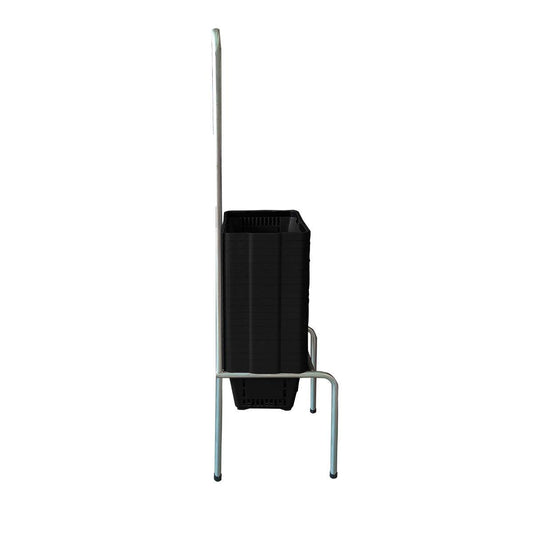 Kit - Suporte Para Cestos de Compras Simples + 20 Cestos D100 Preto