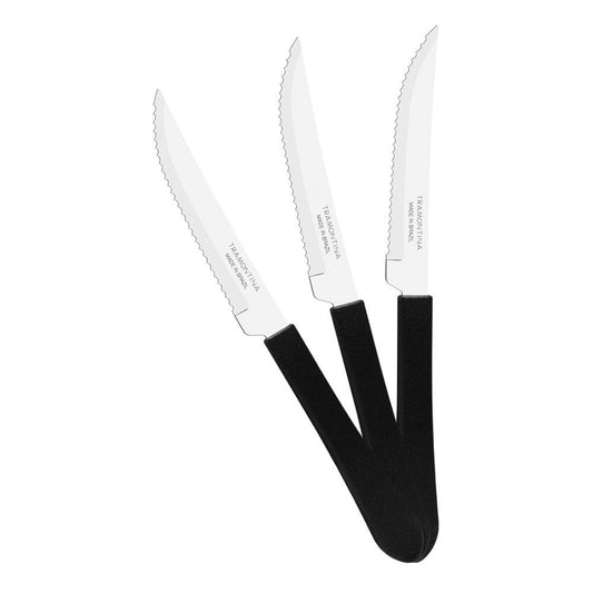 KIT - 24 Facas para Churrasco Leme Com Lâmina em Aço Inox 4 POL Cabo Preto FPBAG - Tramontina