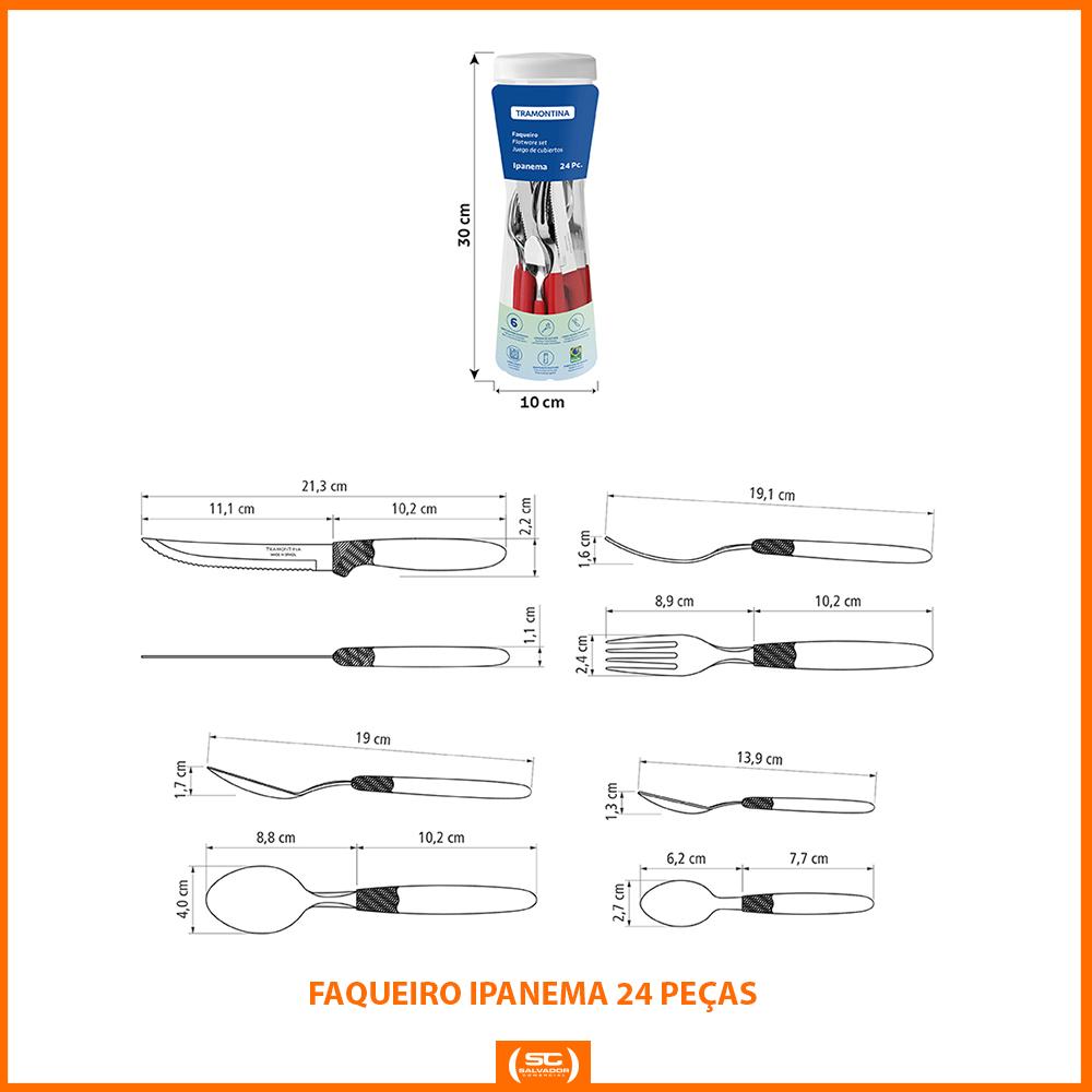 Panela Turim Alumínio Chumbo Antiaderente 1,4L PTC + Faqueiro Ipanema Vermelho 24pc - Tramontina