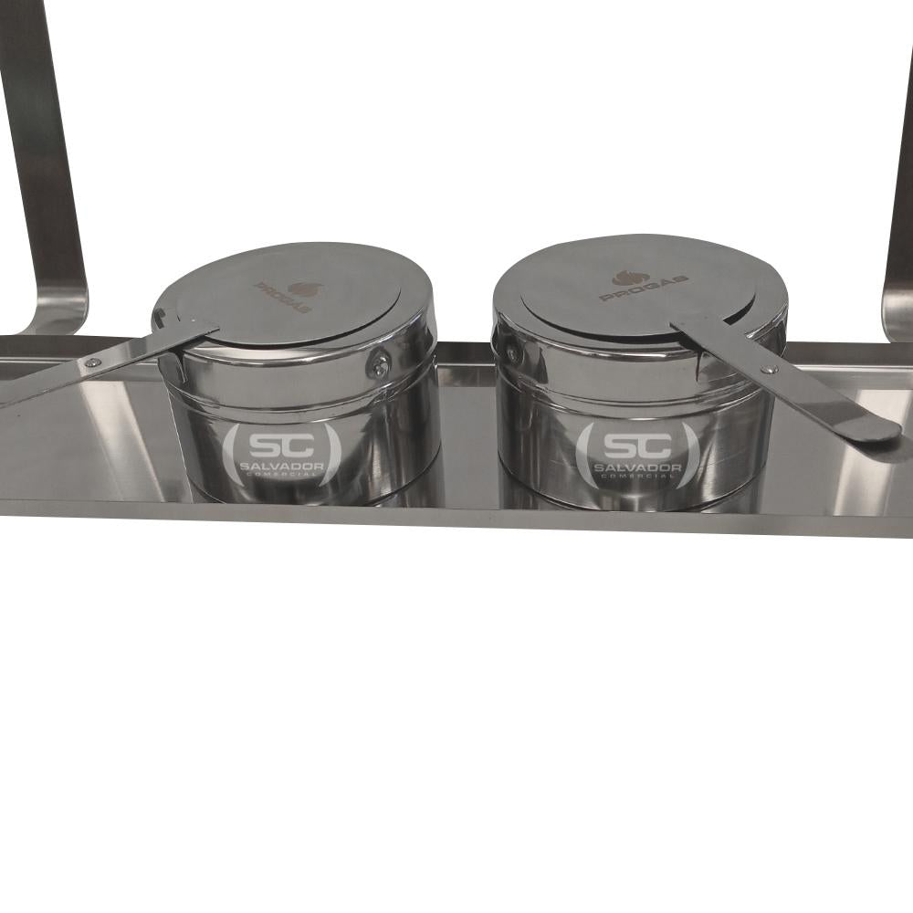Rechaud Retangular Duas Cubas Gn em Aço Inox PR-111 - Progás