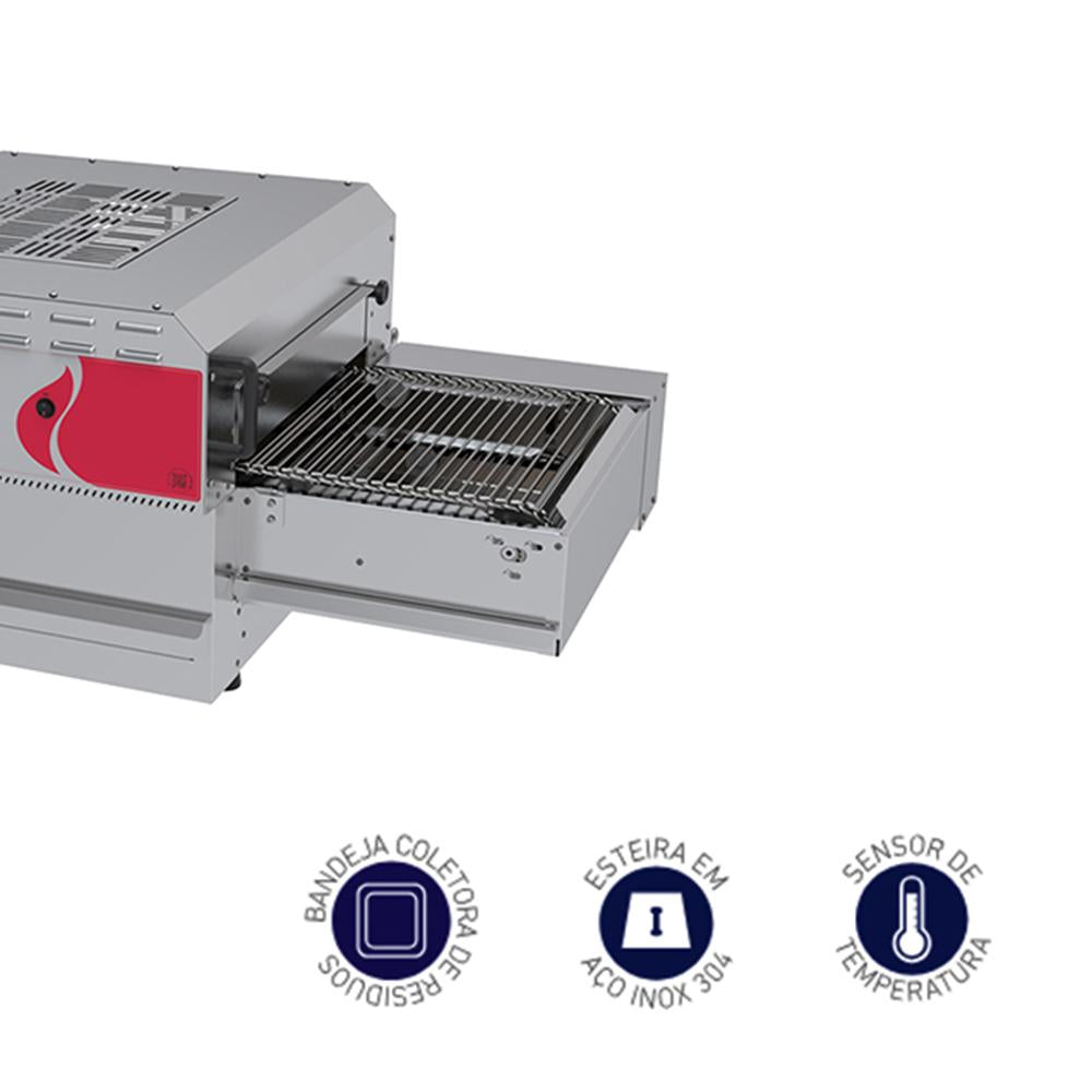 Forno Esteira Elétrico Pizzas 40cm Profissional New Eletric Profissional Trifásico PRFE-400 380T NE - Progás P46102