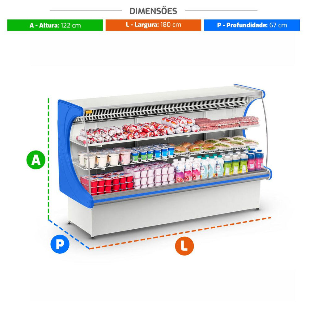 Câmara Panorâmica Vitrine Refrigerada Serpentina 1,80m, Vprs 1800 Azul 220v - Refrimate