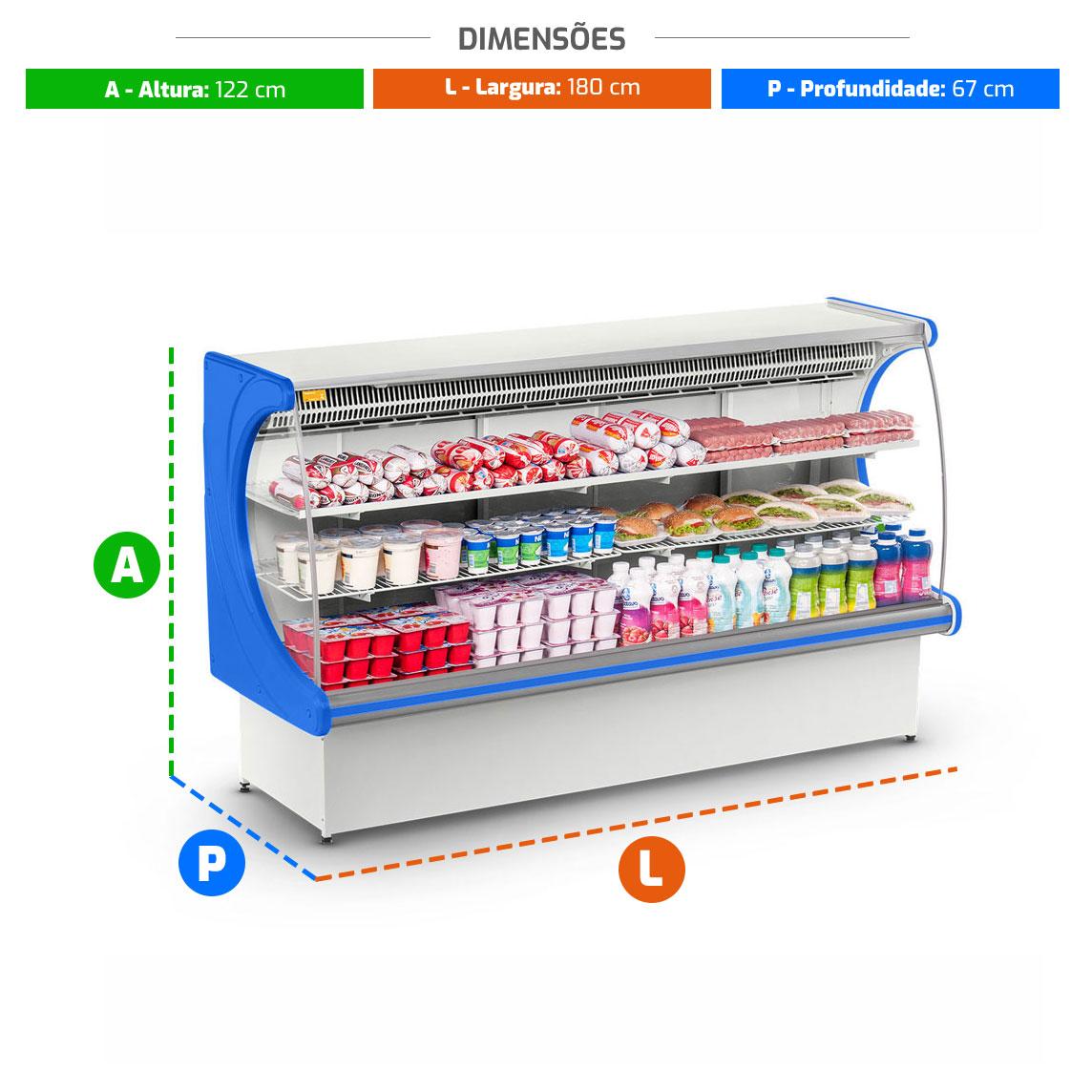 Câmara Panorâmica Vitrine Refrigerada Serpentina 1,80m, Vprs 1800 Azul 220v - Refrimate