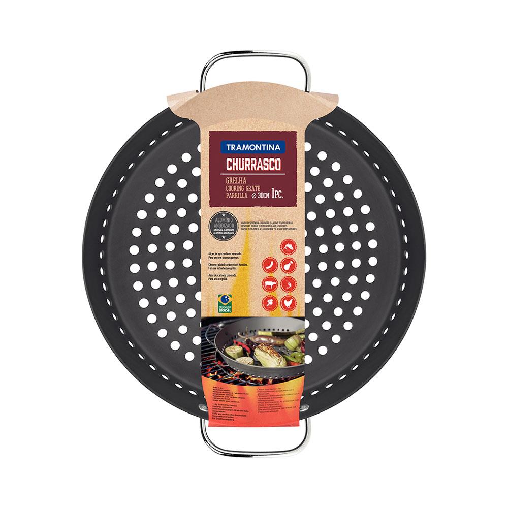 Grelha Furada Churrasco em Alumínio Anodizado Com Cabo 30 cm ø - Tramontina 20889030