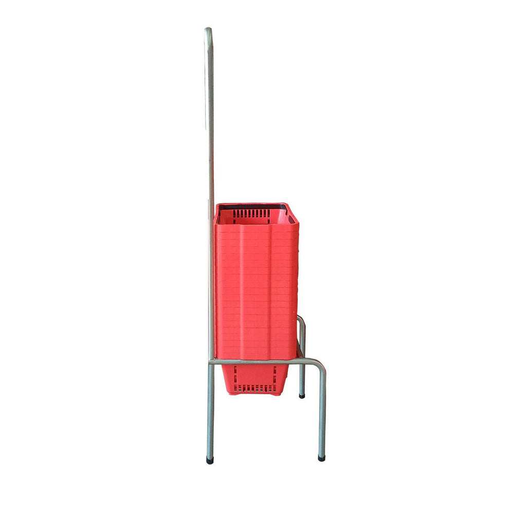 Kit Suporte Para Cestos De Compras Simples + 20 Cestos D100 Vermelho