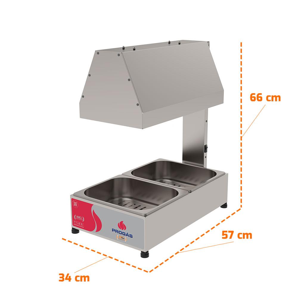 Conservador de Frituras e Alimentos Profissional Inox Elétrico 2 Cubas GN PRCF-20 220V - Progás