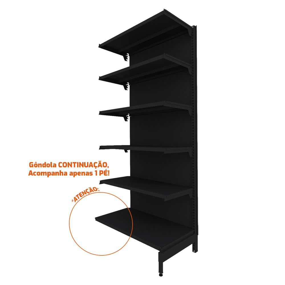 Gôndola Prateleira Preta New Plus 2,00 Parede Continuação GPC - Sa Gôndolas Porta Etiquetas Rosa
