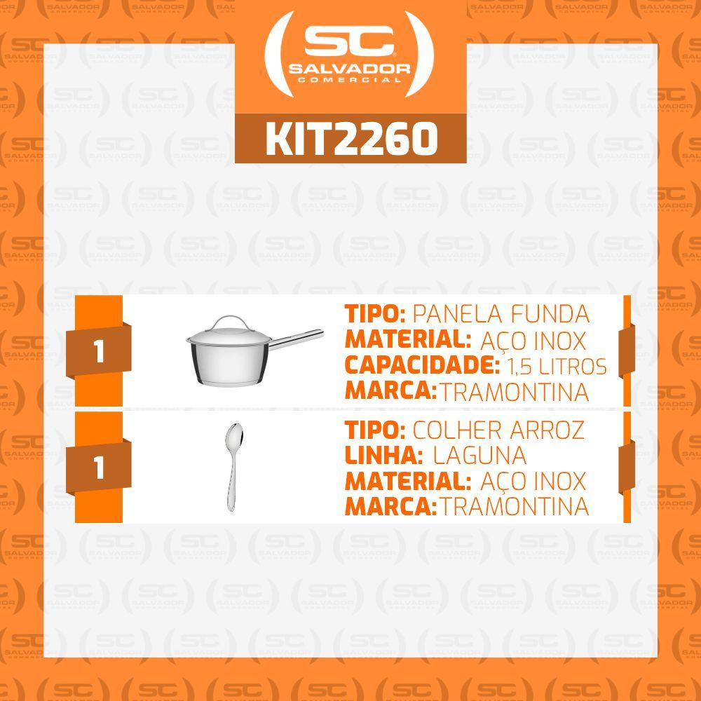 Conjunto Panela Allegra Aço Inox Fundo Triplo e Colher Para Arroz Laguna Tramontina