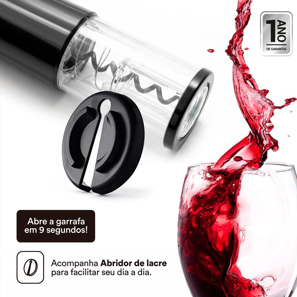 Abridor De Vinho Sommelier Elétrico Preto A Pilha EAB01P - EOS